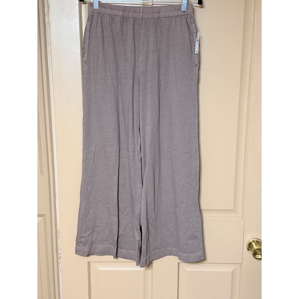 Gap High Rise Wide Leg Crop Pants XS Taupe Mauve Slub Knit Lounge 854797-05-1